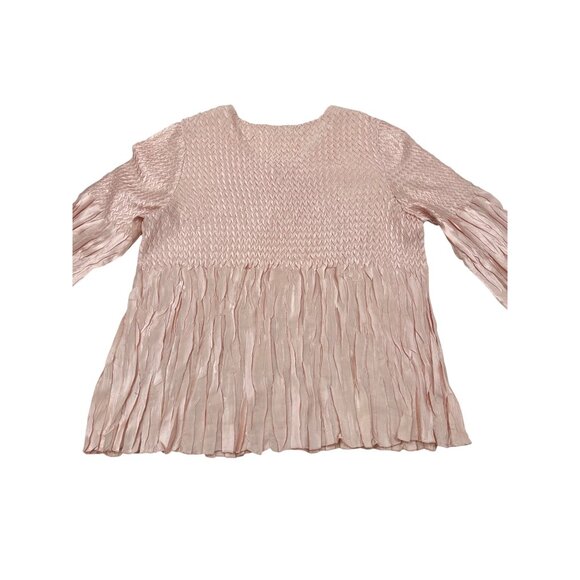 Cato Woman 18/20W Pink Textured Pleated Tunic Blouse 100% Polyester 3/4 Sleeves - Picture 5 of 5